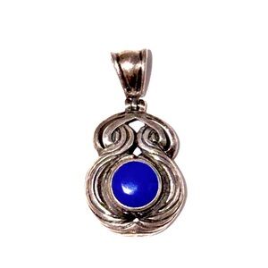 Western Theme Lapis Lazuli Y2K Sterling Silver 925 Pendant Art Nouveau NEW